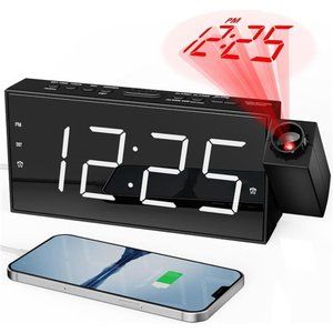 Digital Projector AlarmClock for Kids Bedroom,Plugin LED Display Clock with 350°